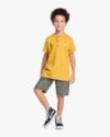 Conjunto Curto Infantil Menino com Camiseta Gola Padre - ReiRex - Mostarda-51f34a3c-1917-4d01-8163-9168a7113a37