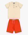 Conjunto Curto Infantil Menino com Camiseta Gola Padre - ReiRex - Tapioca-4086b273-23c2-4ccc-ad00-aa9292335eb3