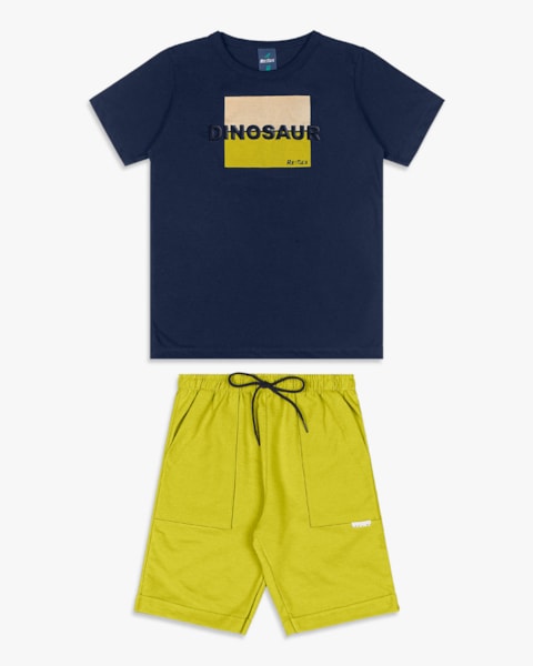Conjunto Curto Infantil Menino com Estampa Bordado - ReiRex - Oxford