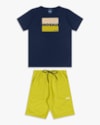 Conjunto Curto Infantil Menino com Estampa Bordado - ReiRex - Oxford-fbcc920a-4c3c-4555-9333-80094852c8c1