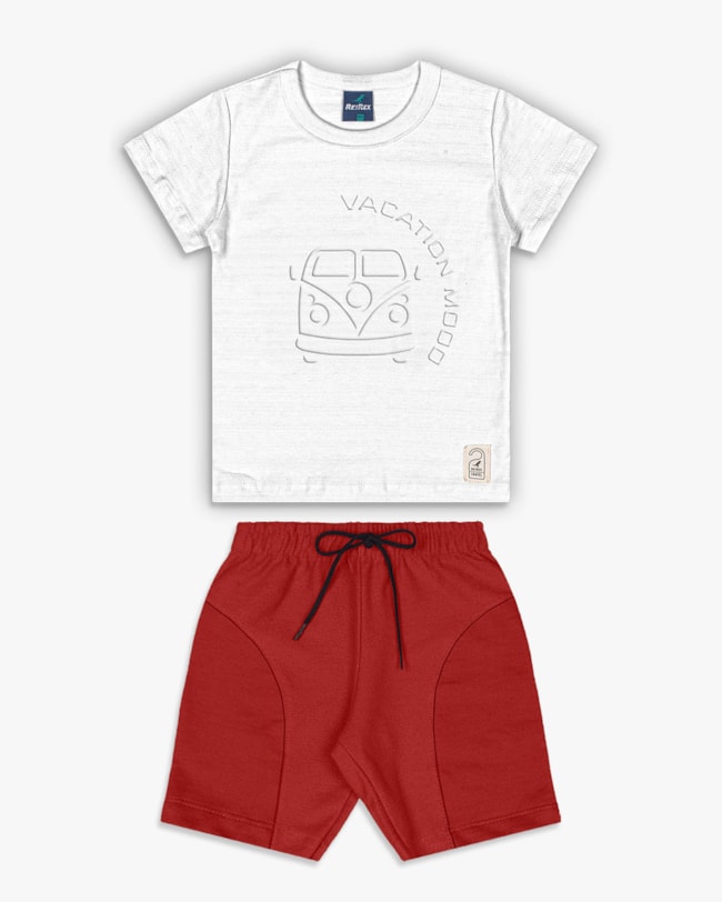 Conjunto Curto Infantil Menino com Estampa Kombi - ReiRex - Branco-272a87d6-2660-4750-a3af-4861f56a283e