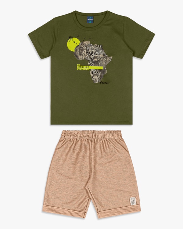 Conjunto Curto Infantil Menino com Estampa Pantanal - ReiRex - Oliveira