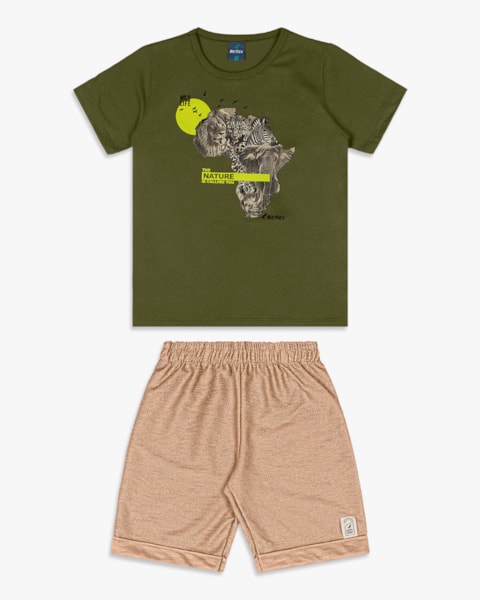 Conjunto Curto Infantil Menino com Estampa Pantanal - ReiRex - Oliveira