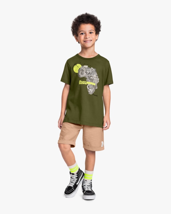 Conjunto Curto Infantil Menino com Estampa Pantanal - ReiRex - Oliveira