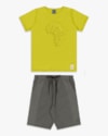 Conjunto Curto Infantil Menino com Estampa Relevo -ReiRex -Aspargo-d15e4305-cfb0-4937-9b8a-1c71a733f789