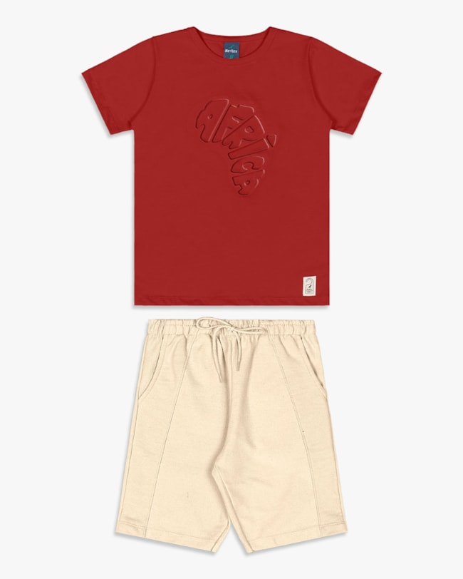 Conjunto Curto Infantil Menino com Estampa Relevo -ReiRex -Sienna-6d01861c-2aa4-43fe-8eb7-11ca0962f2d9
