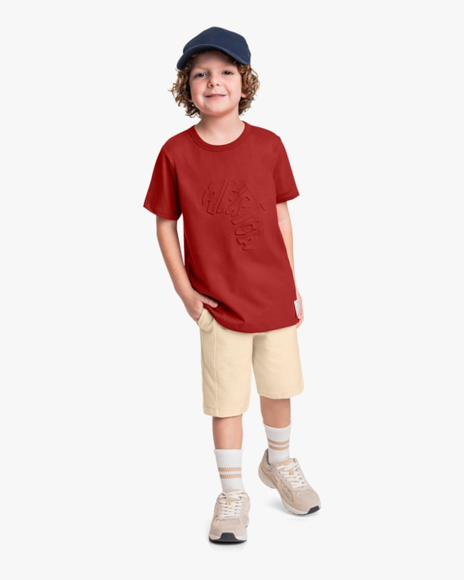 Conjunto Curto Infantil Menino com Estampa Relevo -ReiRex -Sienna-f106e587-7995-4530-b89b-4a29128abc65
