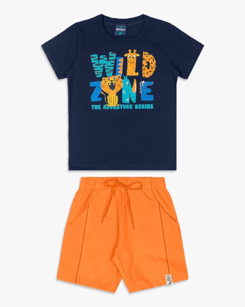 Conjunto Curto Infantil Menino com Estampa Selva - ReiRex - Oxford