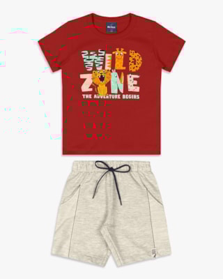 Conjunto Curto Infantil Menino com Estampa Selva - ReiRex - Sienna