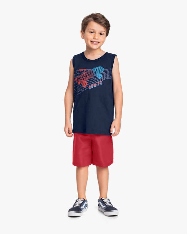 Conjunto Curto Infantil Menino com Estampa Skate - ReiRex - Oxford-0f378412-7b32-45bb-926a-5921a36b51d4
