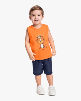 Conjunto Curto Infantil Menino com Estampa Tigre - ReiRex - Nectarine