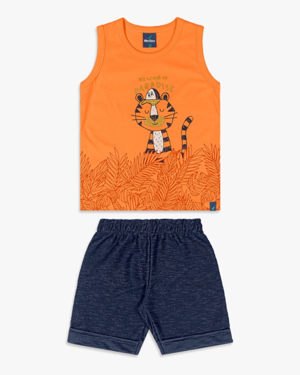 Conjunto Curto Infantil Menino com Estampa Tigre - ReiRex - Nectarine