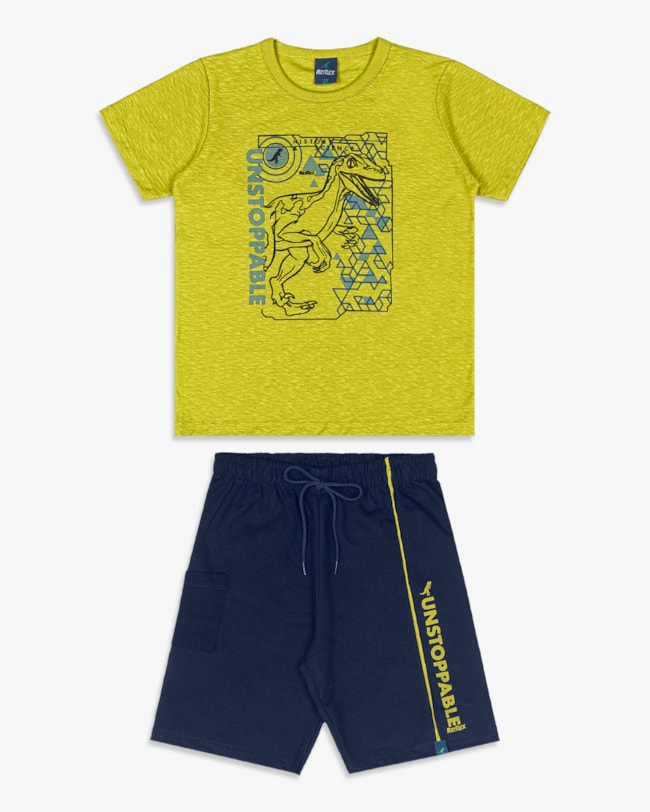 Conjunto Curto Infantil Menino Estampa Dinossauro - ReiRex - Aspargo-39bfc28d-7e36-4809-aa46-0fb0fb77de8d