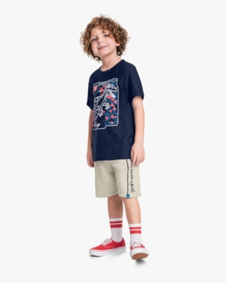 Conjunto Curto Infantil Menino Estampa Dinossauro - ReiRex - Oxford