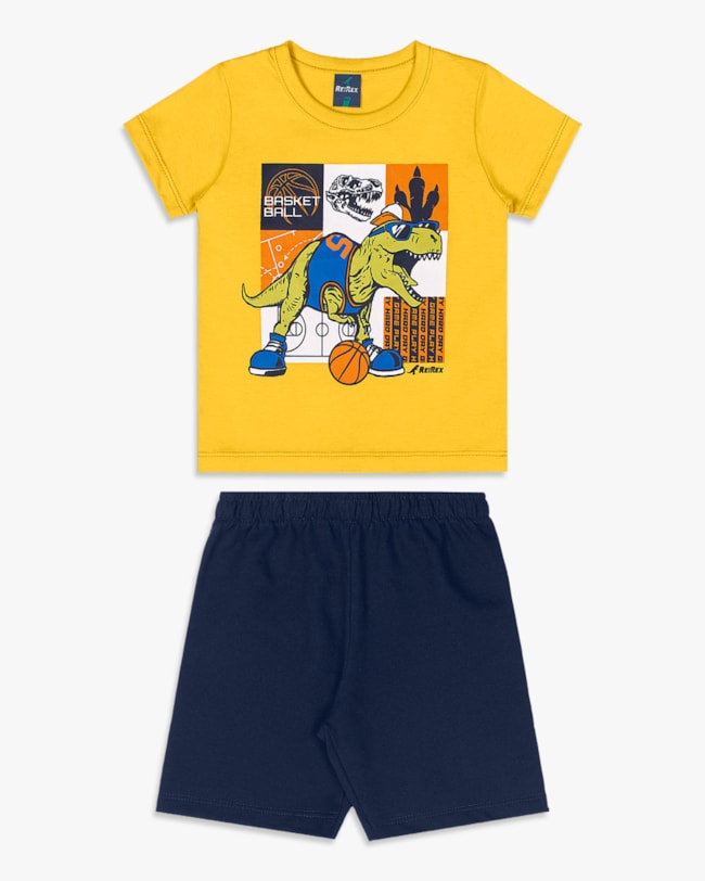 Conjunto Curto Infantil Menino Estampa Dinossauro - ReiRex - Sol-999bc1ec-fbda-4bca-b49b-5c11de0f0596