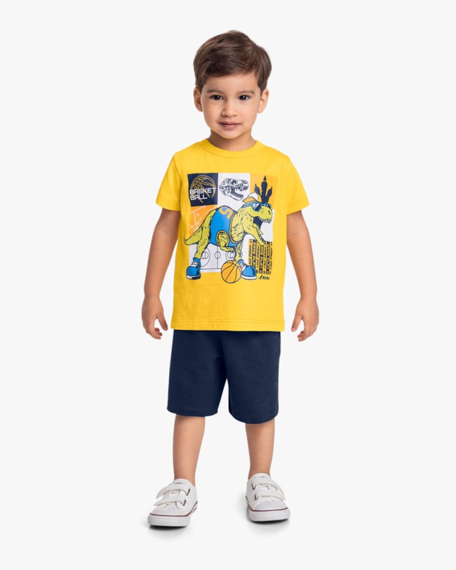 Conjunto Curto Infantil Menino Estampa Dinossauro - ReiRex - Sol-87194561-647a-4fb1-b610-ba2846f0b935