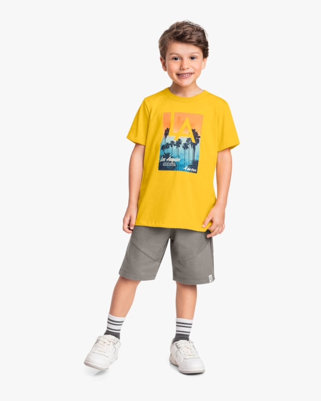 Conjunto Curto Infantil Menino Estampa Los Angeles -ReiRex - Sol-02666b3c-c677-4270-bdc3-fe6f6cb127fc