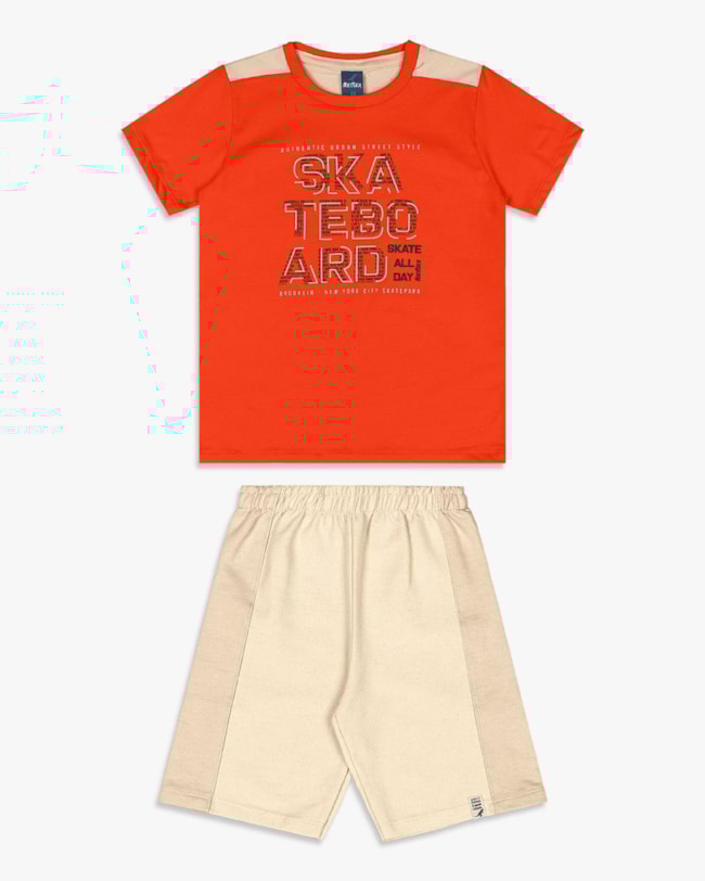 Conjunto Curto Infantil Menino Estampa Skate - ReiRex - Carrot-8c03dc6e-ae26-4ac3-a2e4-18ebda90e77a