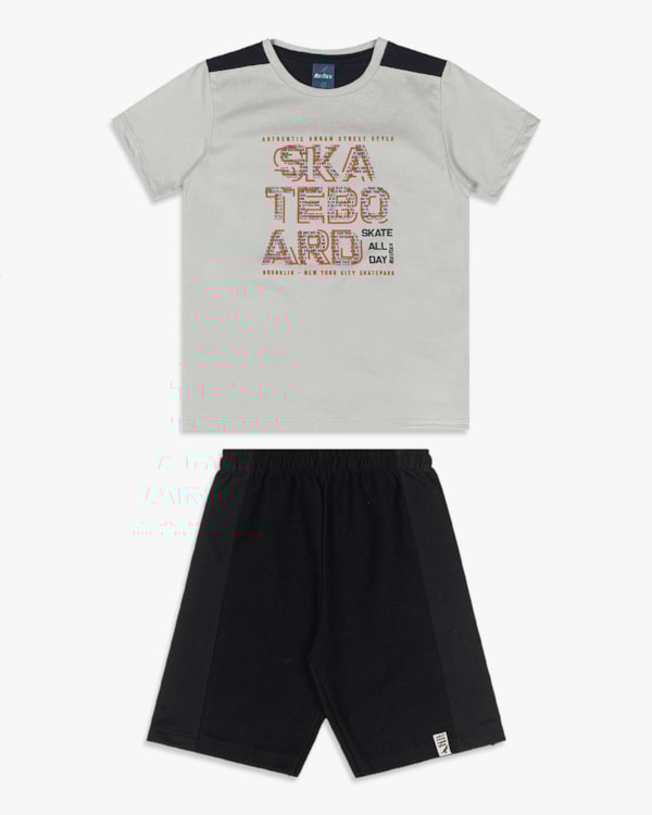 Conjunto Curto Infantil Menino Estampa Skate - ReiRex - Elegance