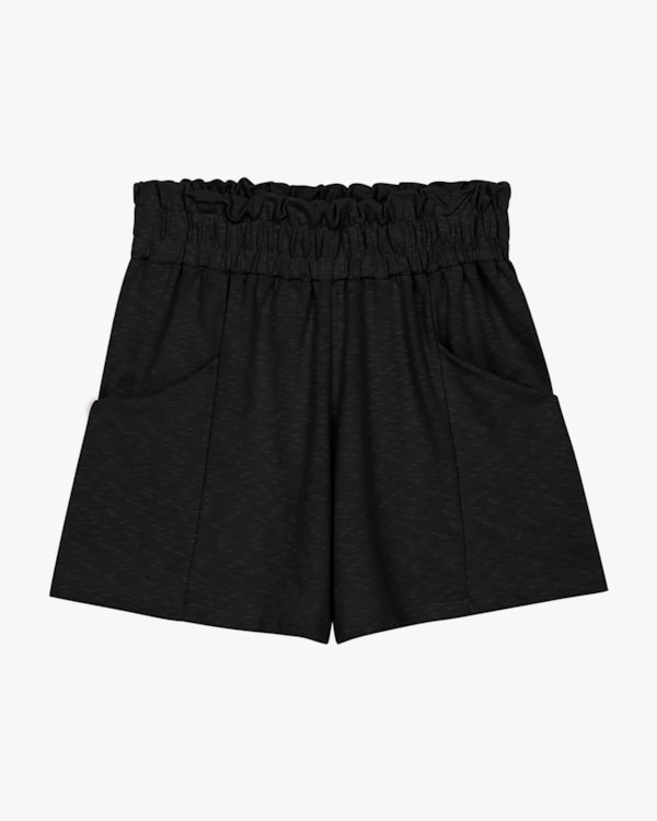 Conjunto Feminino Cropped e Shorts em Moletinho - Cereja Rosa - Preto