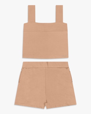 Conjunto Feminino em Malha Crepe - Cereja Rosa - Toffee