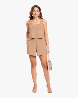Conjunto Feminino em Malha Crepe - Cereja Rosa - Toffee-G