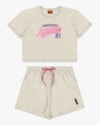 Conjunto Feminino Juvenil Blusa e Shorts - BaseD - Mescla Banana-5a63b414-c2ad-4fa0-bfcf-75fcb08f936d