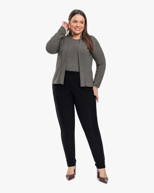 Conjunto Feminino Plus Size Blusa e Cardigan - Cereja Rosa - Dark Mescla-G