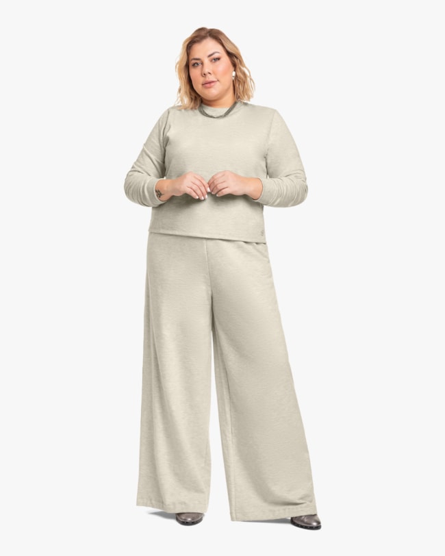 Conjunto Feminino Plus Size em Moletom Cereja Rosa Mescla-f510e4c3-c1c1-461e-8fa7-45a9801fe78b