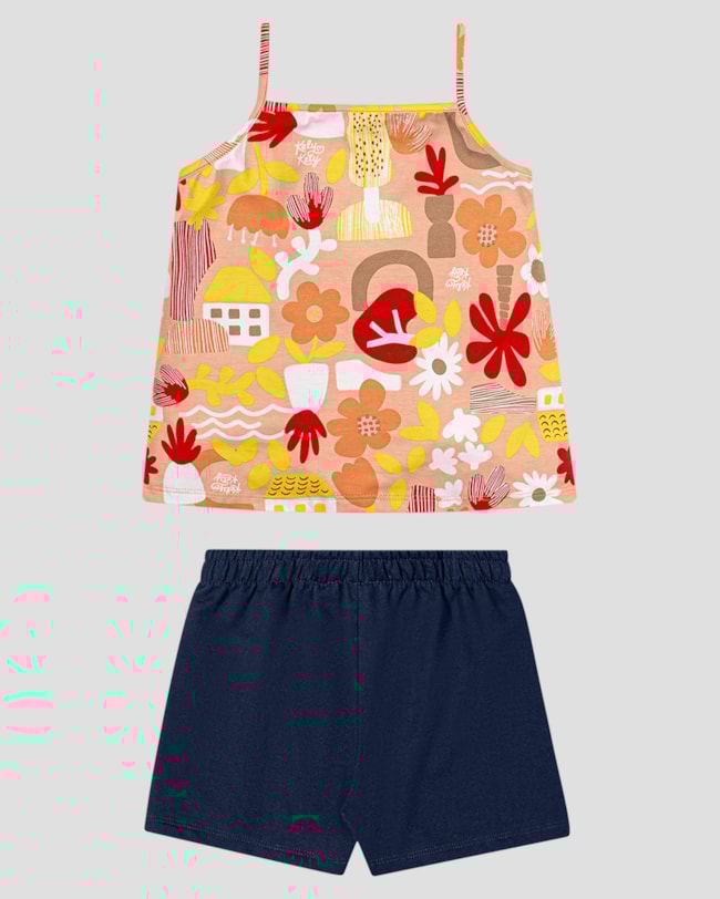 Conjunto Infantil Blusa Alça Fina e Shorts Kely Kety Laranja-aa309763-9040-4ef8-9b22-76e59e731f1e