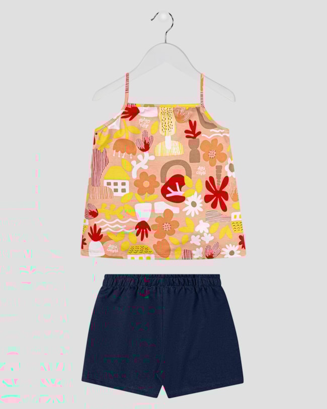 Conjunto Infantil Blusa Alça Fina e Shorts Kely Kety Laranja-b6b3d592-4754-4f58-8b28-5408cc7f2660