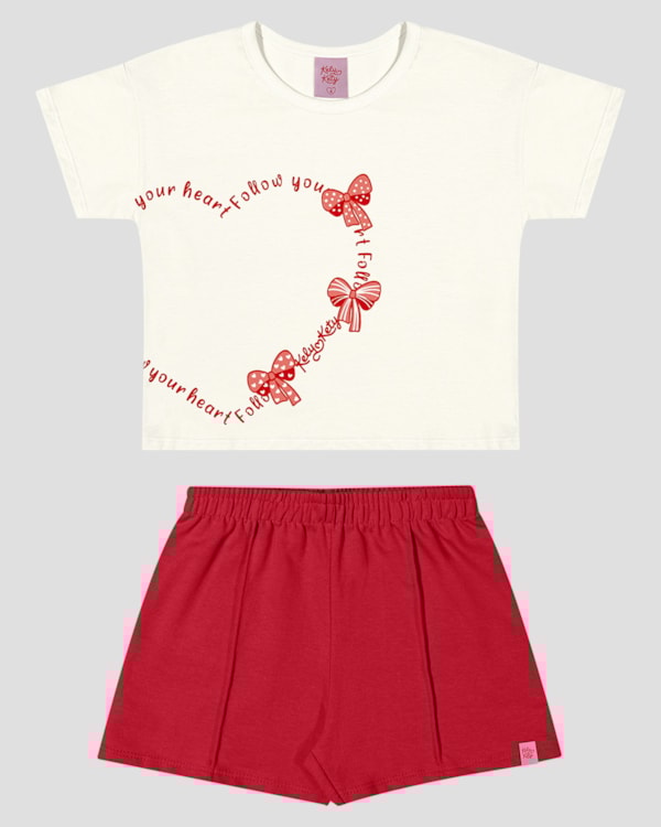 Conjunto Infantil Blusa com Estampa e Shorts Kely Kety Branco