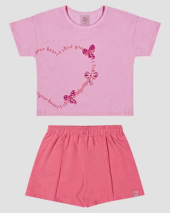 Conjunto Infantil Blusa com Estampa e Shorts Kely Kety Rosa-0a40441d-c239-482d-ad9a-1e906a4078a9