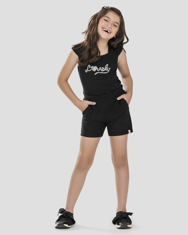 Conjunto Infantil Blusa com Lantejoula e Shorts Kely Kety Preto-12457b8f-6b4c-4faf-abd2-c735d3e158d5
