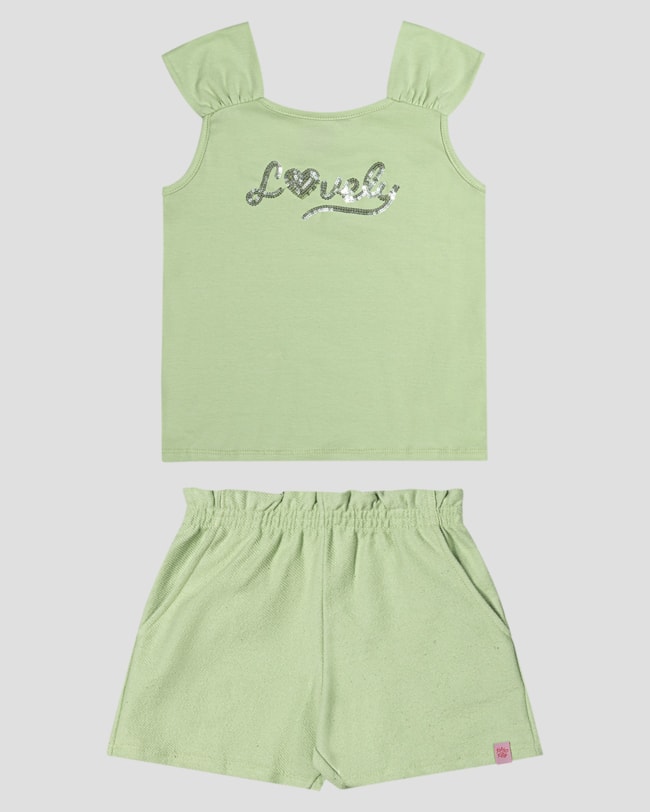 Conjunto Infantil Blusa com Lantejoula e Shorts Kely Kety Verde-2f91dab7-7365-438d-9651-ea6efc8db908