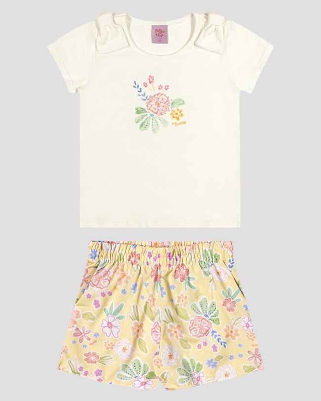 Conjunto Infantil Blusa e Short Estampado Kely Kety Branco-70a6d084-59fa-485e-9ae5-981fa4312ac5