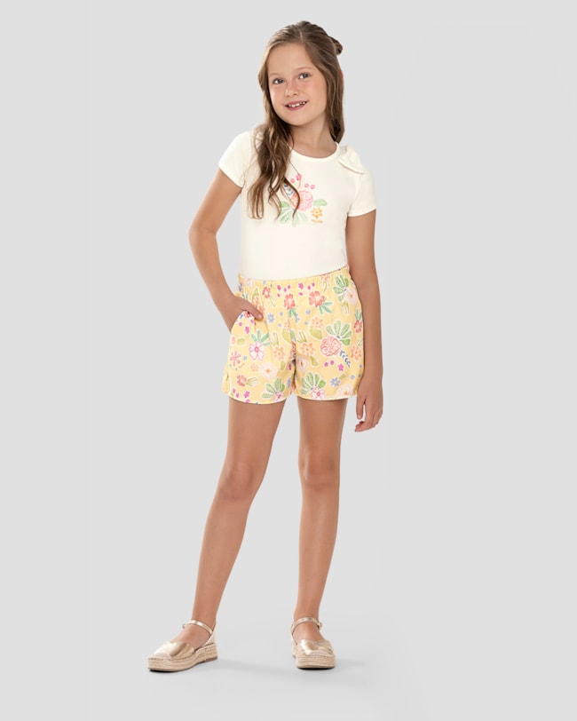 Conjunto Infantil Blusa e Short Estampado Kely Kety Branco-e3182ac1-dfcd-47d5-8902-042e65e09959