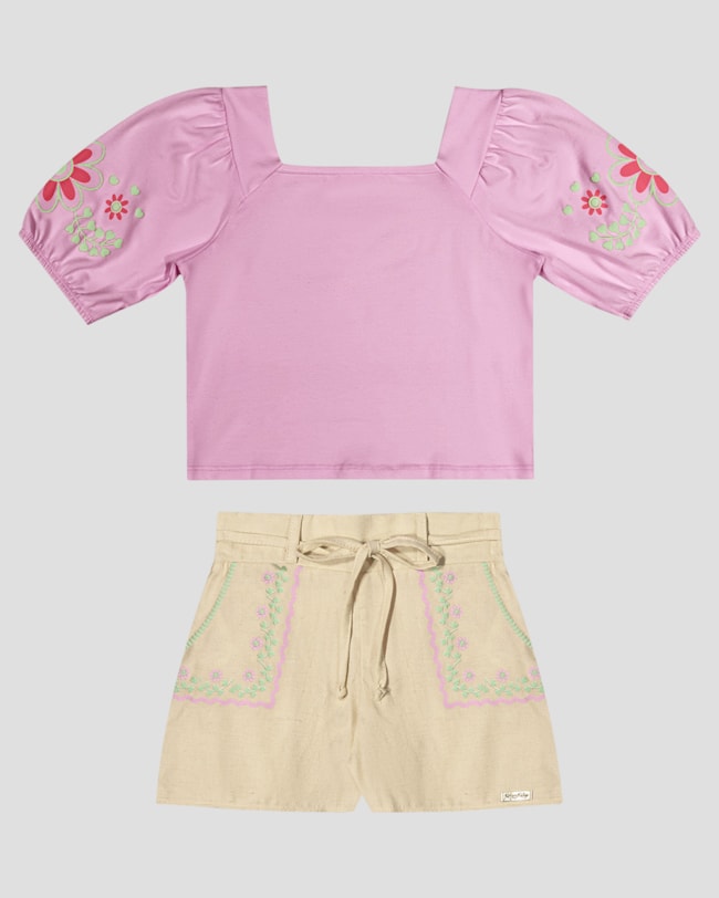 Conjunto Infantil Blusa e Shorts com Estampa Kely Kety Rosa-365fe0ce-cac8-42a3-9933-8ca27f75c386