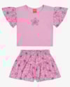 Conjunto Infantil Blusa Manga Babado e Shorts Estampado - Kely Kety - Rosa-0cb0121e-726e-4daa-97f2-7a9d9edbc229