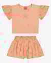 Conjunto Infantil Blusa Manga Babado e Shorts Estampado - Kely Kety - Salmão-3510377d-43f3-486b-8550-6b8fffc6a5c7
