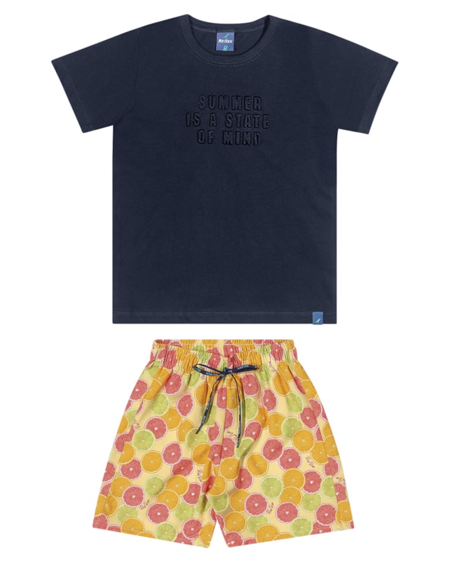 Conjunto Infantil Camiseta e Bermuda Menino ReiRex-96be6c70-08bd-486f-9c08-8cb181042176