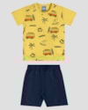 Conjunto Infantil Camiseta Estampada e Bermuda ReiRex Amarelo-c40d9e47-b694-4659-8a7d-9e2566d04d9d