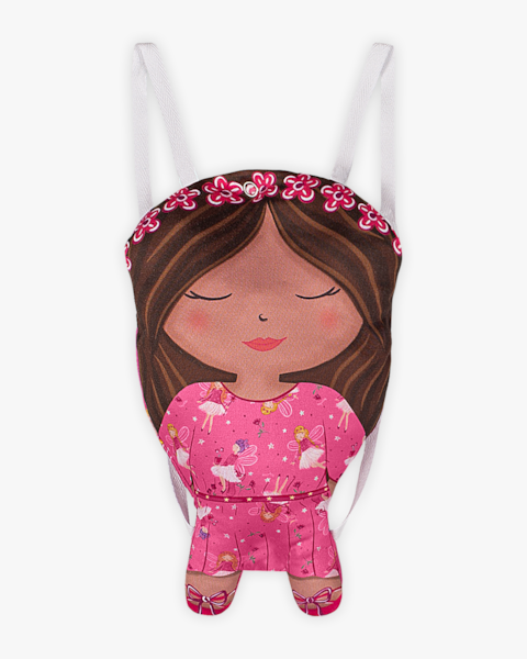 Conjunto Infantil com Vestido e Bolsa Boneca Estampa Fada- Kely Kety - Rosa