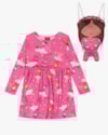 Conjunto Infantil com Vestido e Bolsa Boneca Estampa Fada- Kely Kety - Rosa-eaf9d016-1e3c-4fba-abc8-2c974046e592