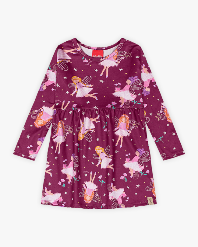 Conjunto Infantil com Vestido e Bolsa Boneca Estampa Fada- Kely Kety - Roxo-1974a2b3-bb83-4b46-ab02-bf8a752d06bd