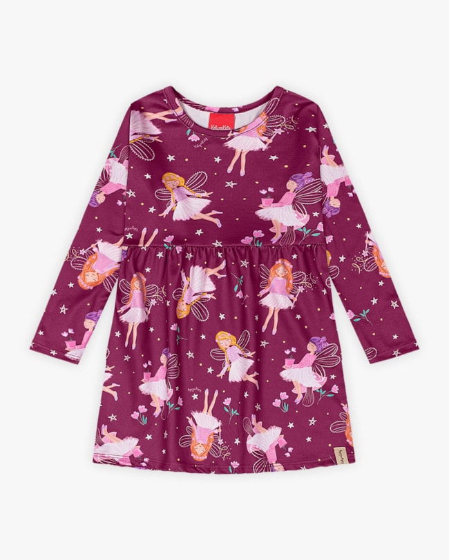 Conjunto Infantil com Vestido e Bolsa Boneca Estampa Fada- Kely Kety - Roxo-015f130c-f013-4ec8-98a8-f1135ce81be1