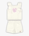 Conjunto Infantil em Malha Texturizada com Babados - Kely Kety - Natural-eaf7b3f3-6283-4fd3-ac00-1f3bb872813f