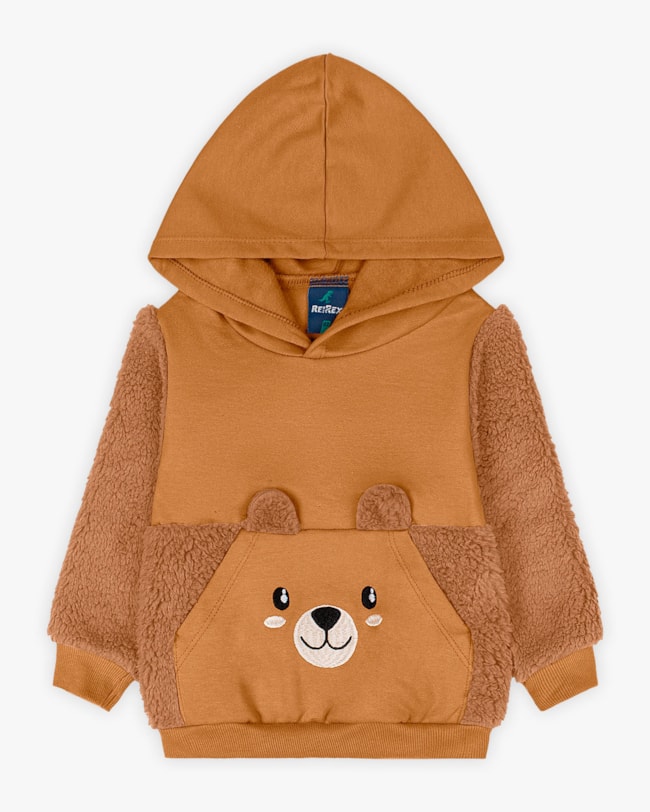 Conjunto Infantil em Moletom com Pelo Teddy - ReiRex - Marrom-a2c857f6-dee4-48a0-bd6a-0169b25aab63