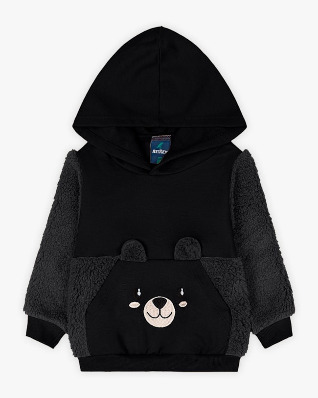Conjunto Infantil em Moletom com Pelo Teddy - ReiRex - Preto-ebccbc5d-9c7b-48d6-a25a-aa6a2cade5ab