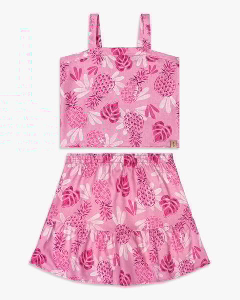Conjunto Infantil Estampado com Regata e Saia - Kely Kety - Blossom